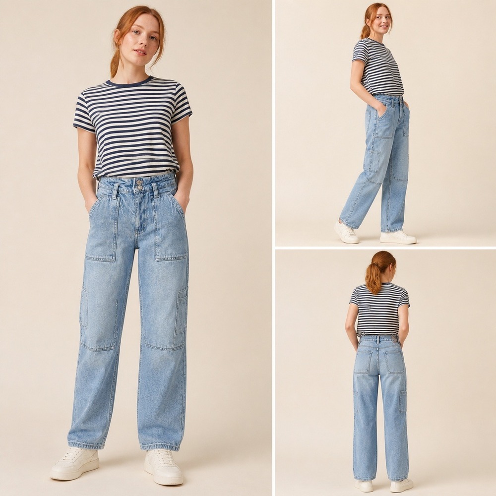 Anthropologie Wanderer Mid-Rise Relaxed Jeans by Pilcro 27 Light-to-medium Blue